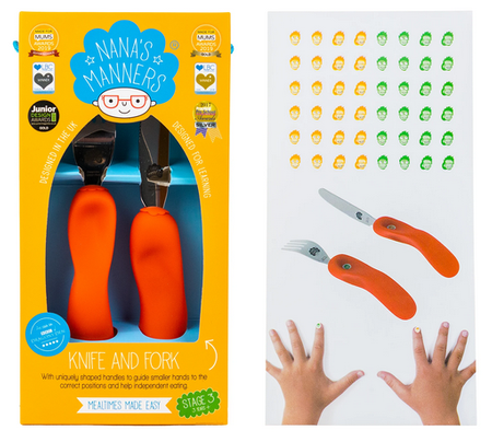 Nanas Manners ETAP 3 ORANGE Sztućce nóż widelec 3-9 lat