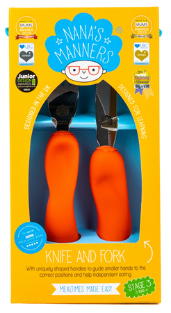 Nanas Manners ETAP 3 ORANGE Sztućce nóż widelec 3-9 lat