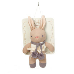 Grzechotka z bawełny organicznej GOTS, Taupe Bunny, ThreadBear Design