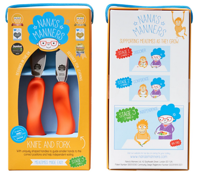 Nanas Manners ETAP 3 ORANGE Sztućce nóż widelec 3-9 lat