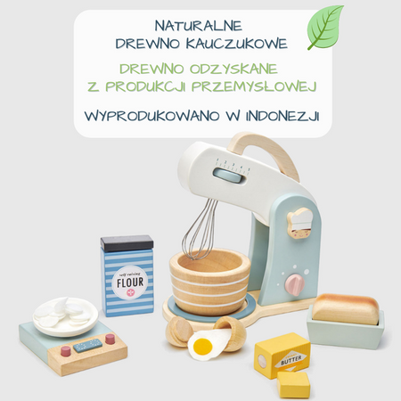 Drewniany mikser z zestawem do pieczenia, Mini Chef, Tender Leaf Toys