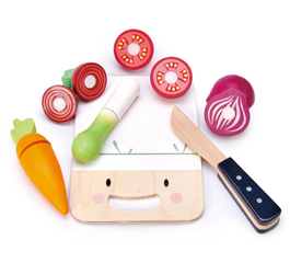 Drewniana deska z warzywami do krojenia, Mini Chef, Tender Leaf Toys