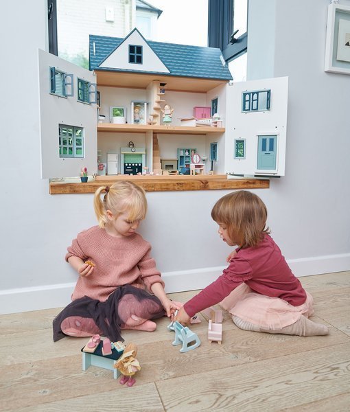 Drewniany trzypiętrowy domek dla lalek, Tender Leaf Toys