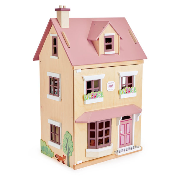 Drewniany trzypiętrowy domek dla lalek z wyposażeniem, Foxtail Villa, Tender Leaf Toys