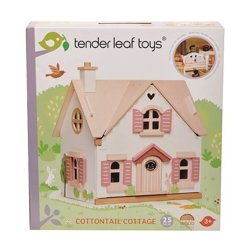 Drewniany dwupiętrowy domek dla lalek z wyposażeniem, Tender Leaf Toys